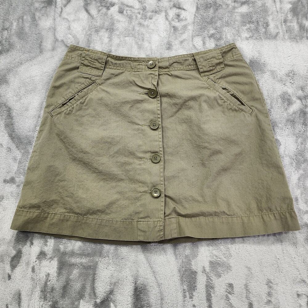Vintage St Johns Bay Skort Womens 10 Green A-Line Button Front Preppy Lined